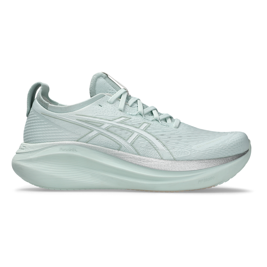 Asics Gel Nimbus 27 Pure Aqua - White — Pure Aqua - White — Size B — Width 5 — Front View