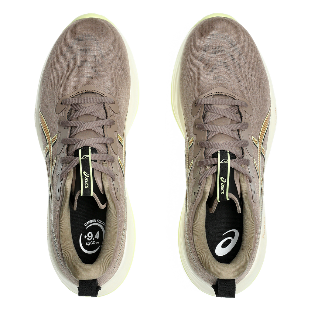 Asics Gel Cumulus 27 — Taupe Grey - Black — Size D — Width 6 — Back View
