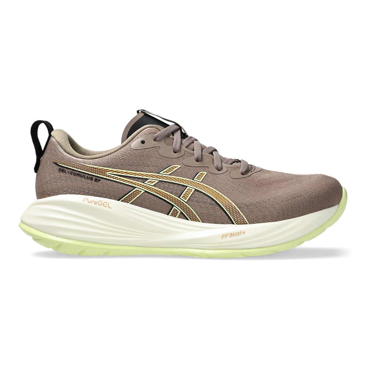 Asics Gel Cumulus 27 — Taupe Grey - Black — Size D — Width 6 — Front View