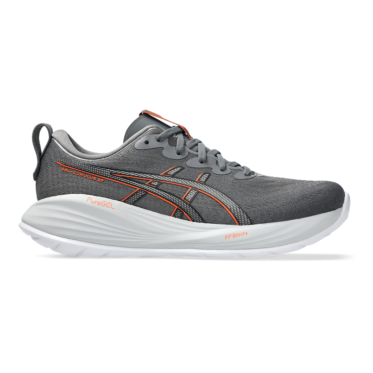 Asics Gel Cumulus 27 — Taupe Grey - Black — Size D — Width 6 — Detail View