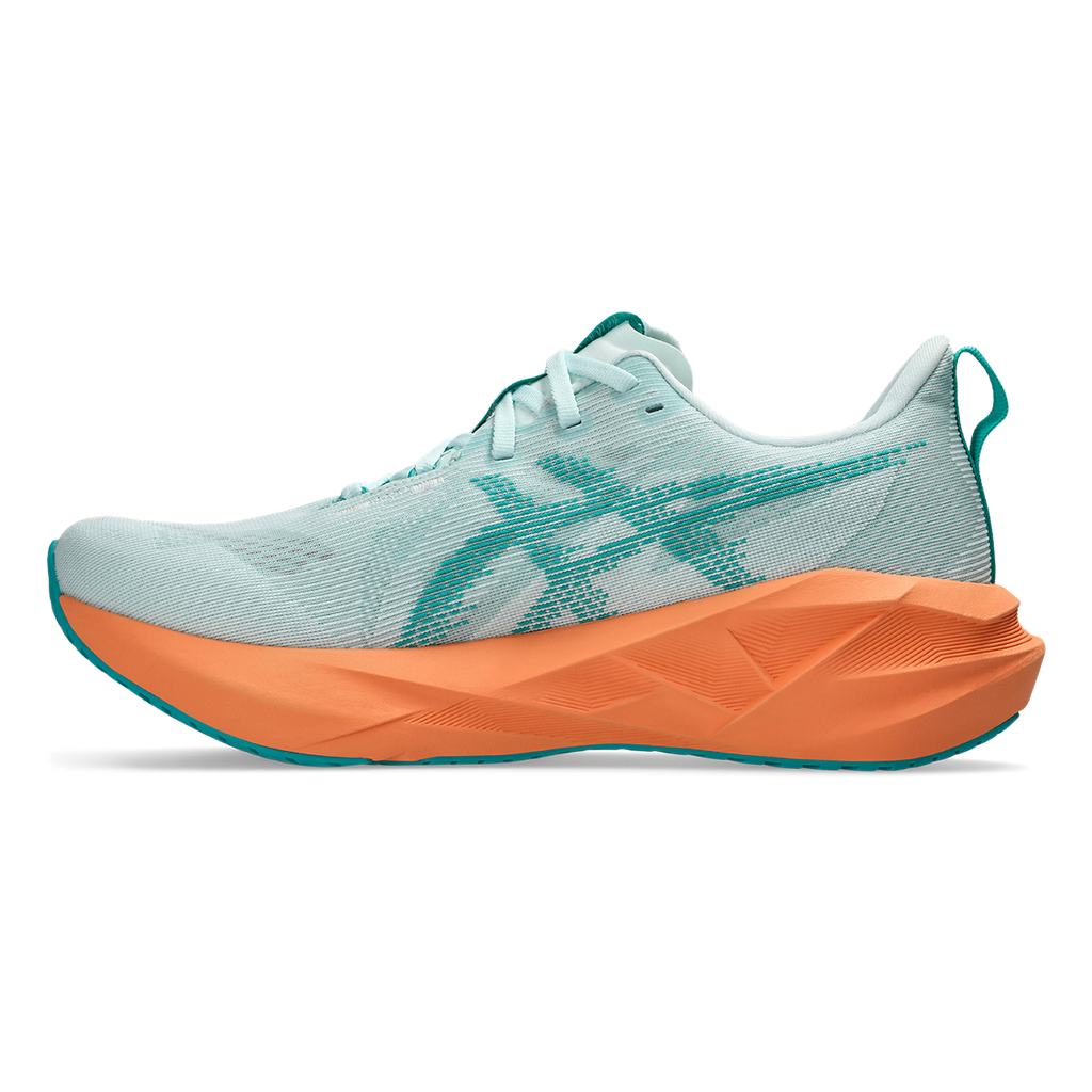 Asics Novablast 5 — Soothing Sea - Wave Teal — Size D — Width 6 — Side View