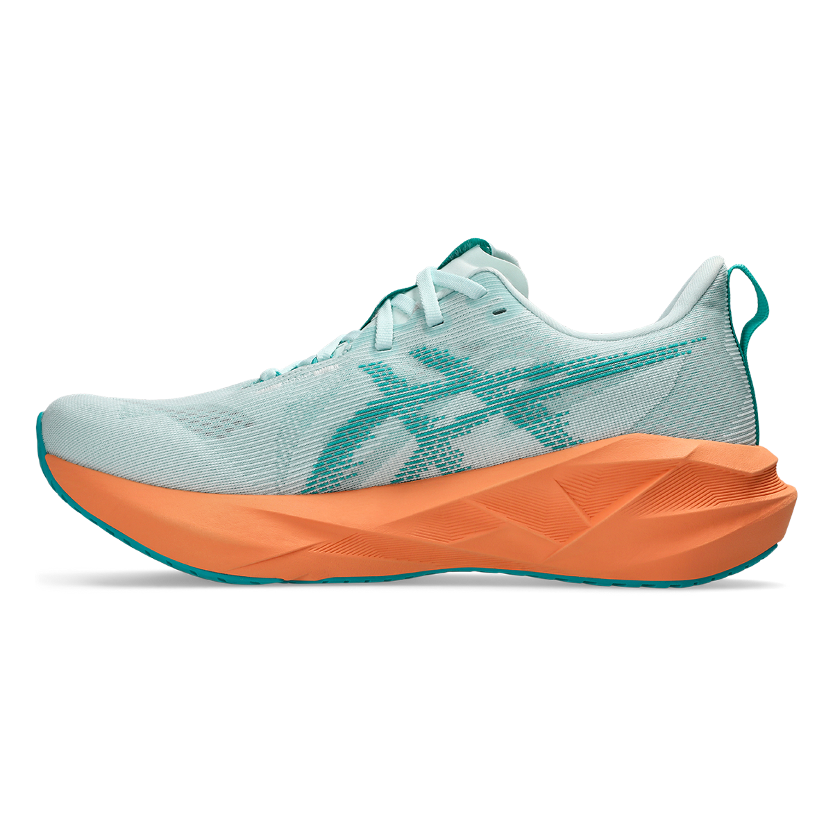 Asics Novablast 5 — Soothing Sea - Wave Teal — Size D — Width 6 — Side View