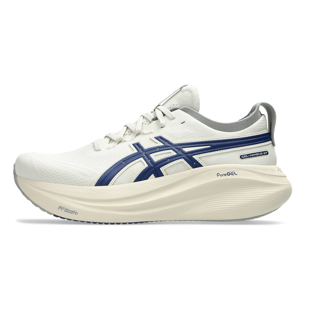 Asics Gel Nimbus 27 ATC — Birch - Indigo Blue — Size B — Width 10 — Side View
