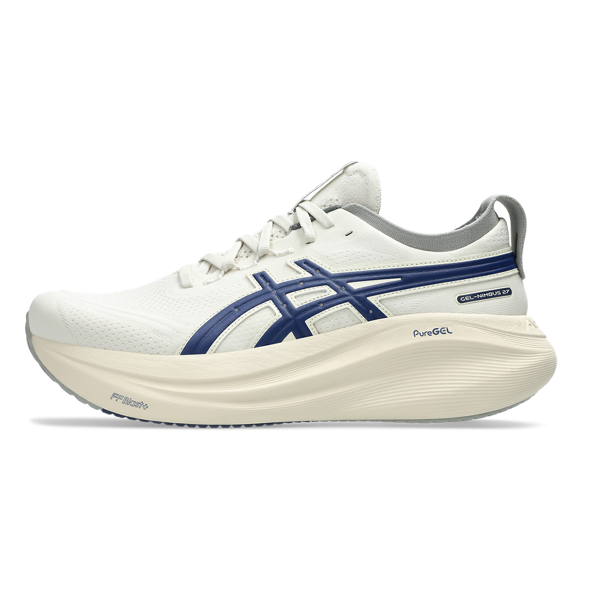 Asics Gel Nimbus 27 ATC — Birch - Indigo Blue — Size B — Width 10 — Side View