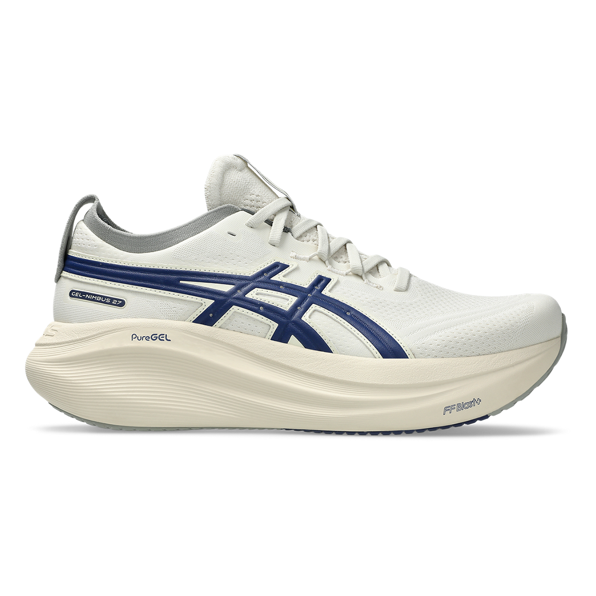 Asics Gel Nimbus 27 ATC — Birch - Indigo Blue — Size B — Width 10 — Front View