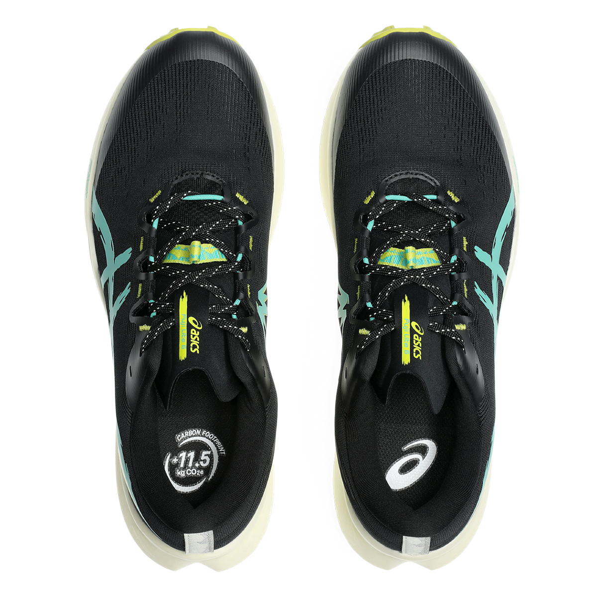 Asics Fuji Lite 6 — Black - Aurora Green — Size D — Width 10 — Back View