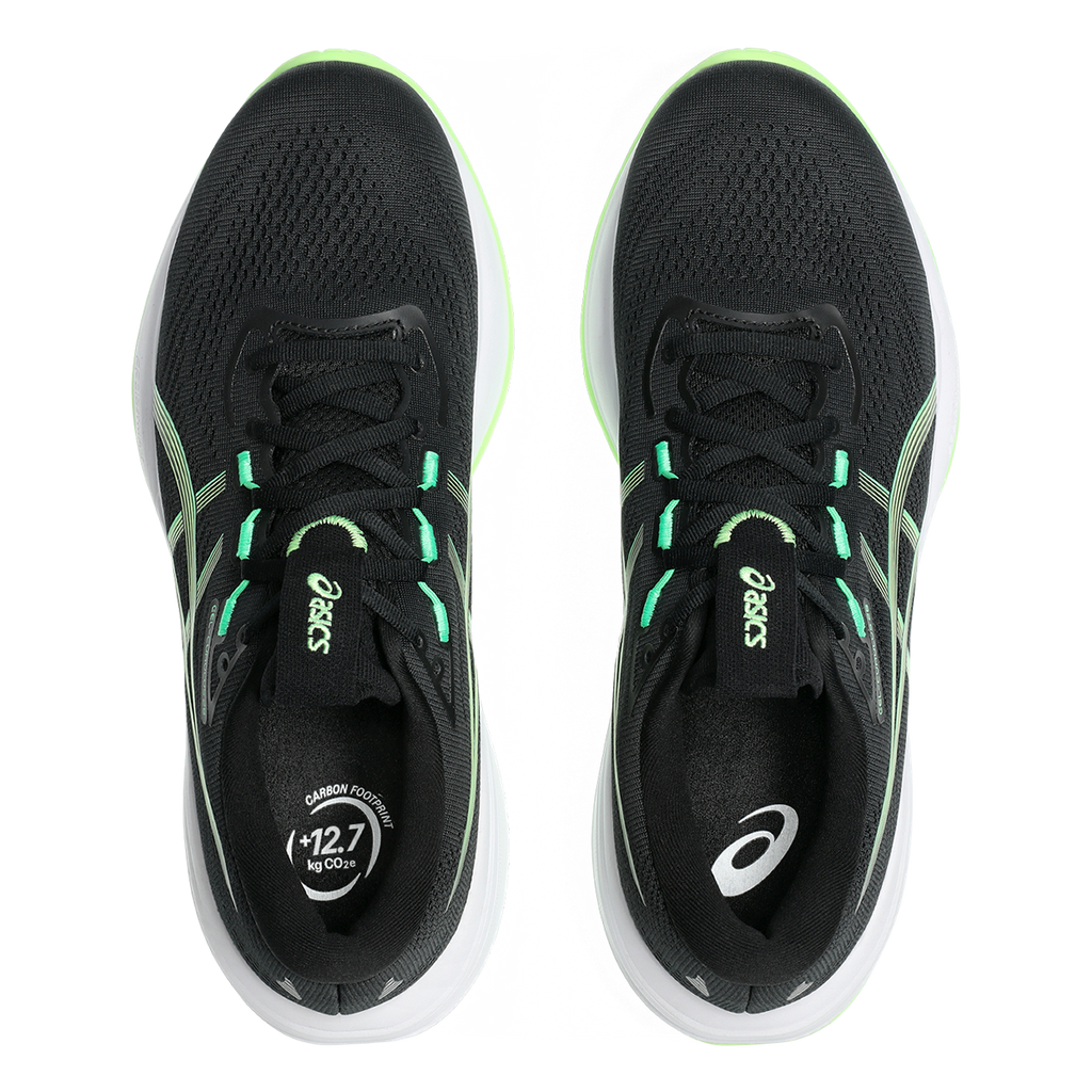 Asics Gel Cumulus 28 — Black - Illuminate Green — Size D — Width 6 — Back View
