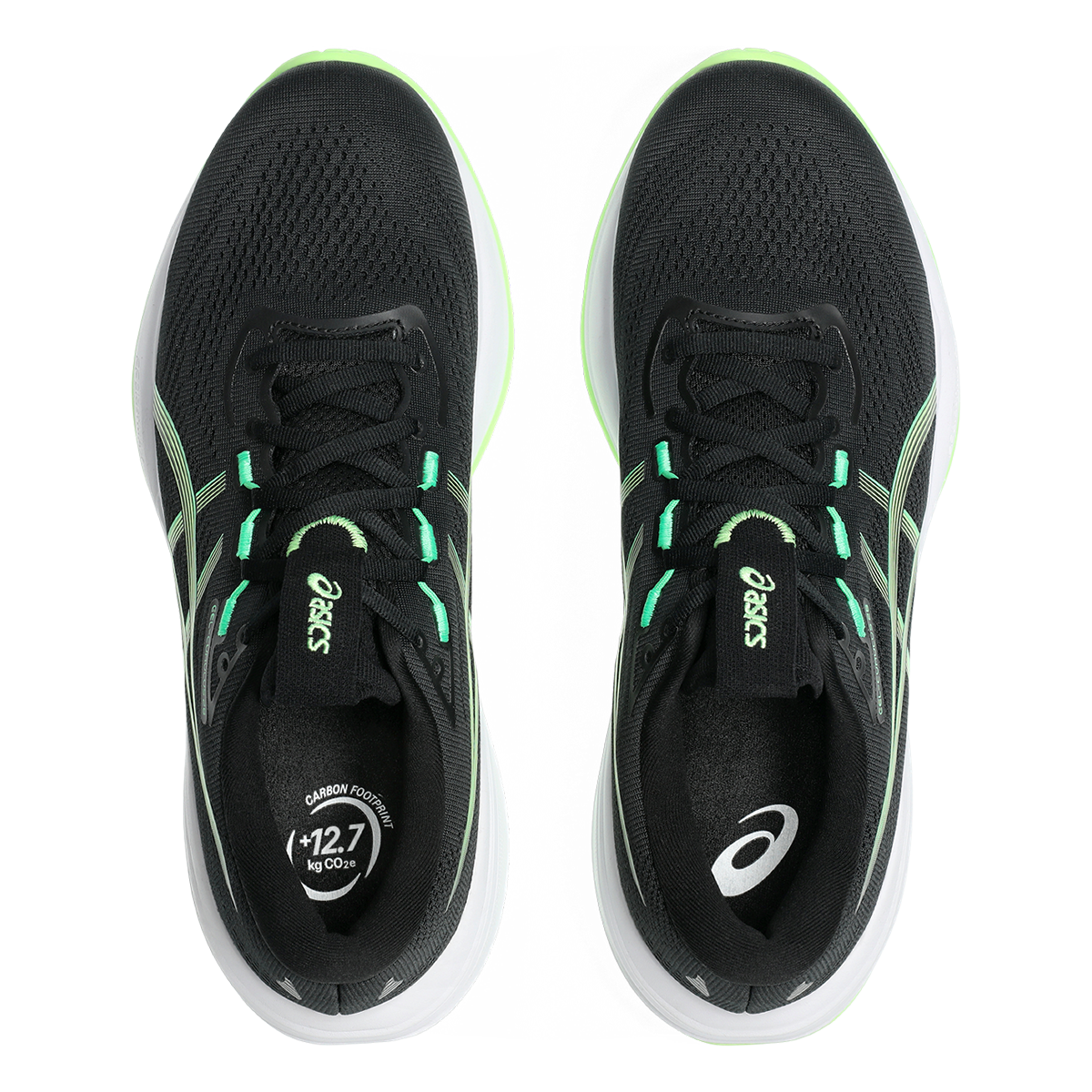 Asics Gel Cumulus 28 — Black - Illuminate Green — Size D — Width 6 — Back View