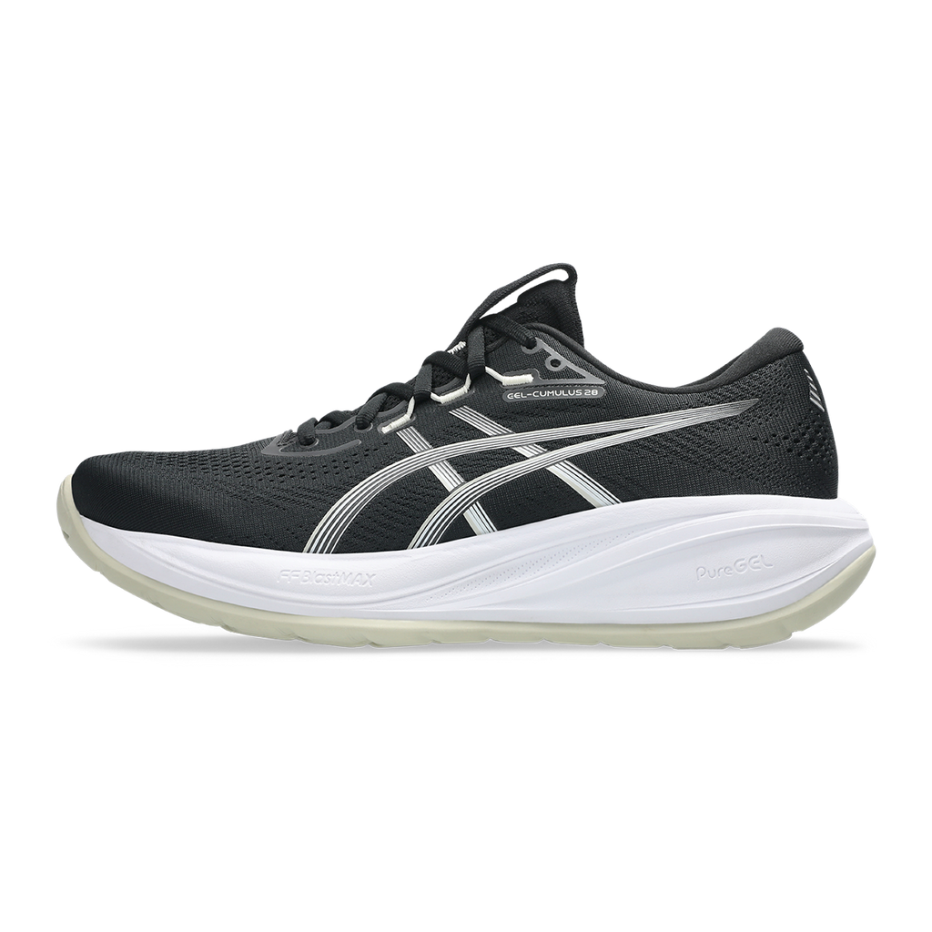 Asics Gel Cumulus 28 — Black - Illuminate Green — Size D — Width 6 — Lifestyle View