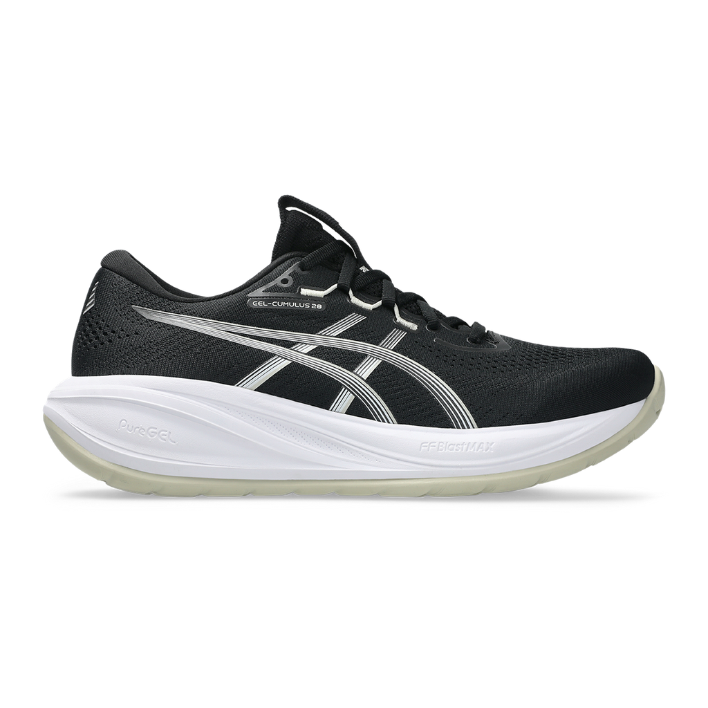 Asics Gel Cumulus 28 — Black - Illuminate Green — Size D — Width 6 — Detail View