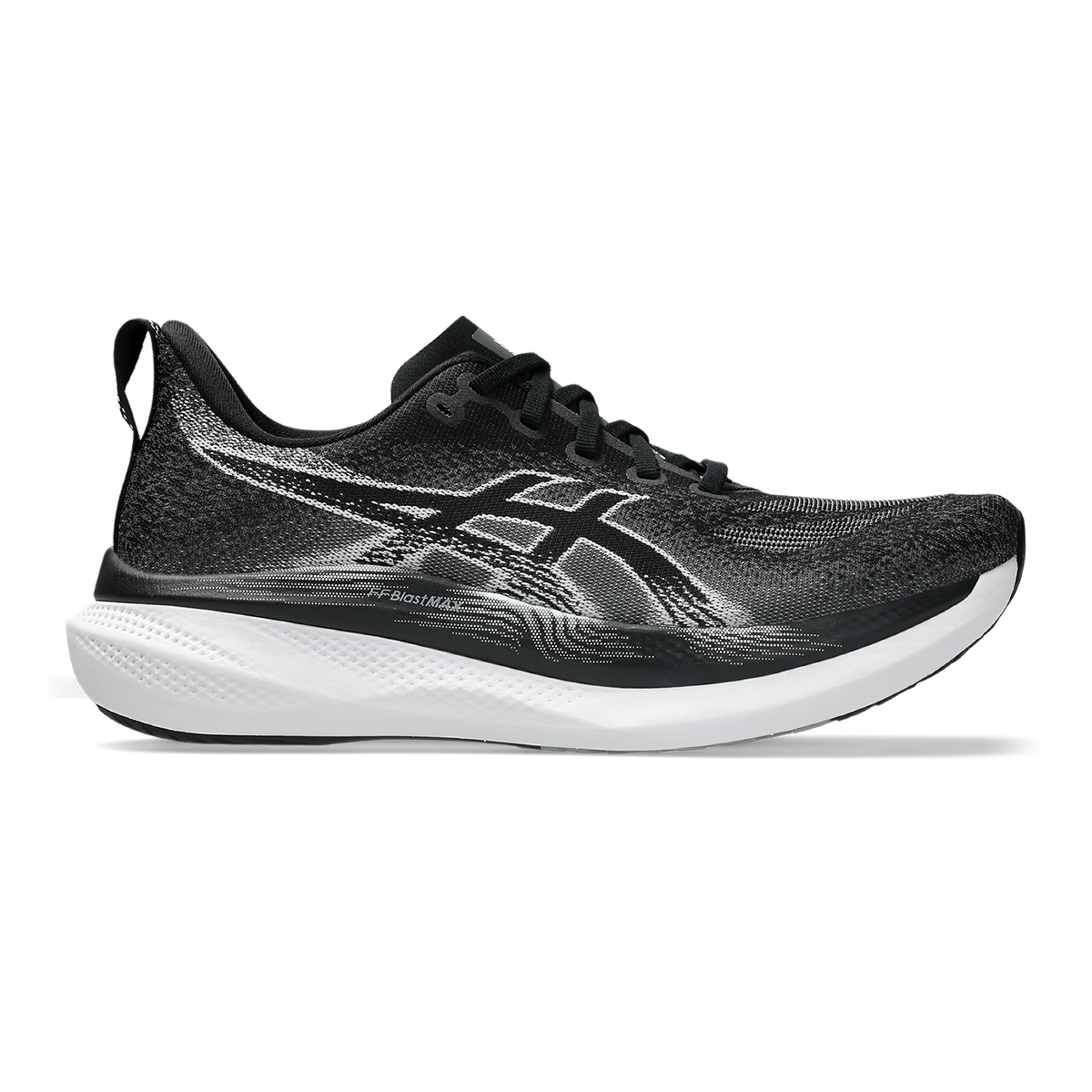 Asics Glideride Max 2 — Black - White — Size 2E — Width 10 — Front View