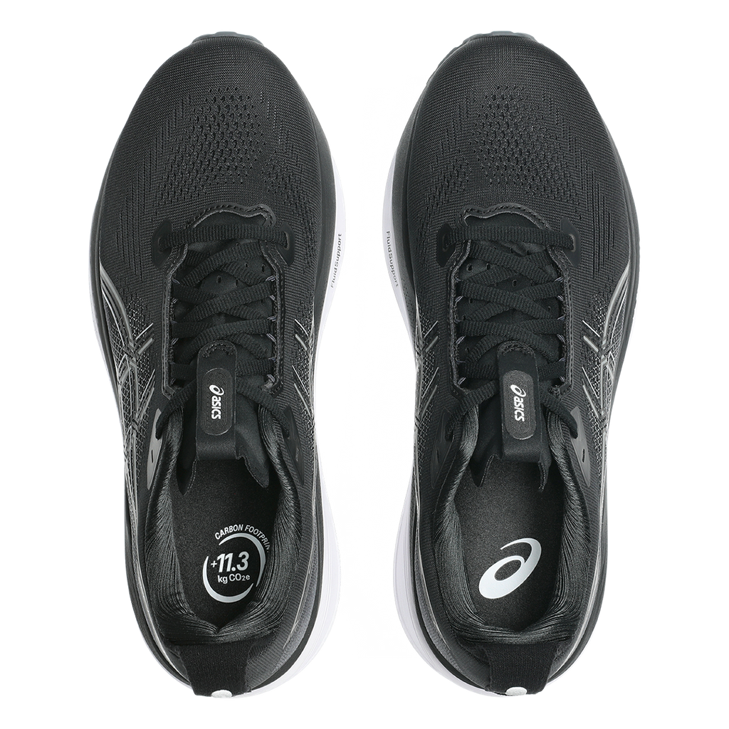 Asics Gel Kayano 33 — Black - White — Size D — Width 10 — Back View