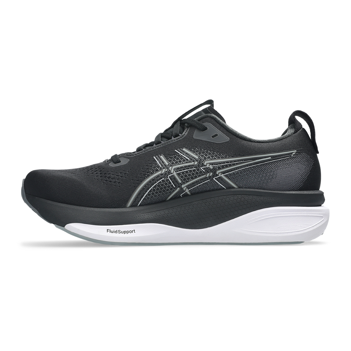 Asics Gel Kayano 33 — Black - White — Size D — Width 10 — Side View