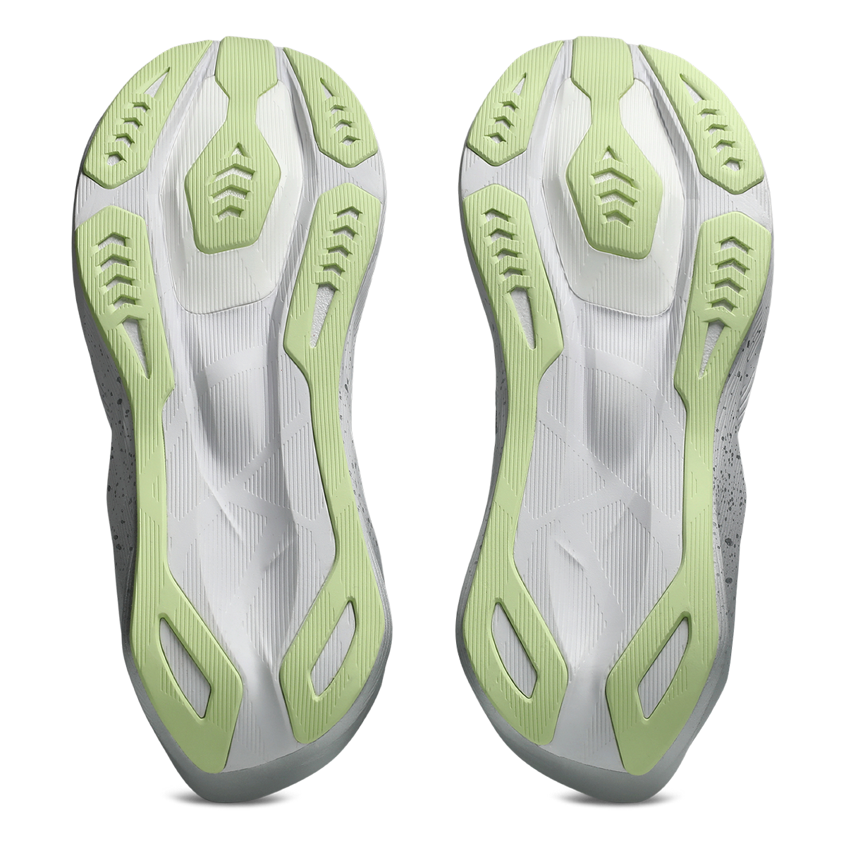 Asics Novablast 6 Platinum — Platinum - Glow Green — Size B — Width 5.5 — Top View