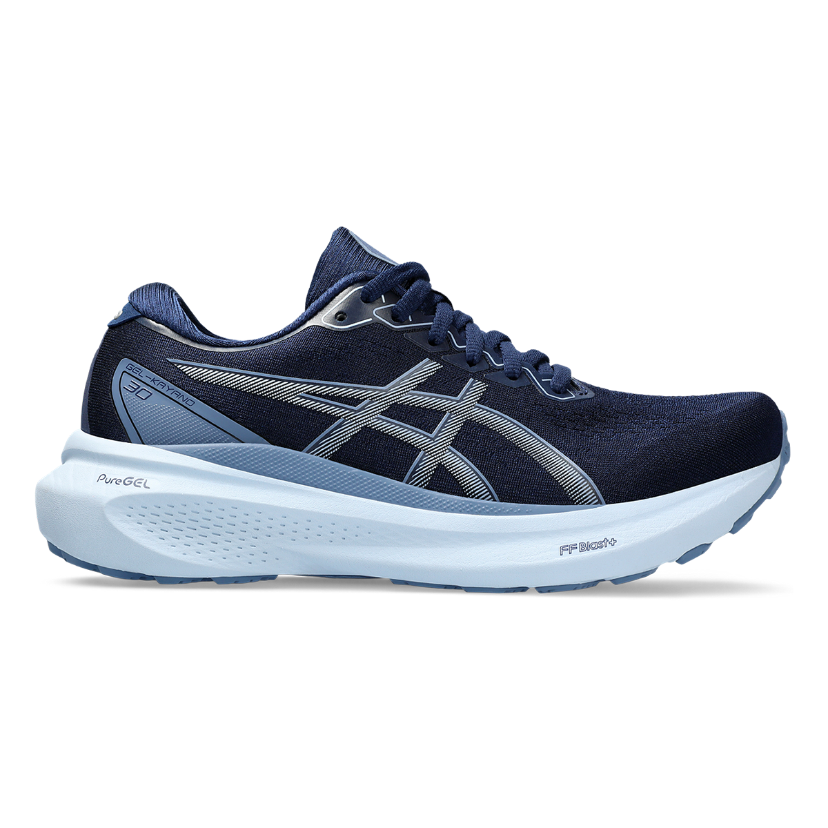 Asics Gel Kayano 30 — Blue Expanse - Light Navy — Size B — Width 10.5 — Front View