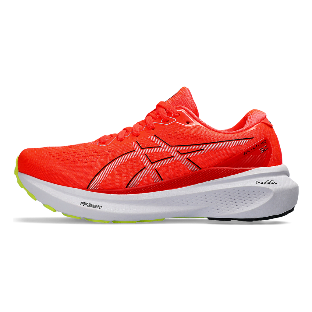 Asics Gel Kayano 30 — Sunrise Red - Black — Size B — Width 10 — Side View