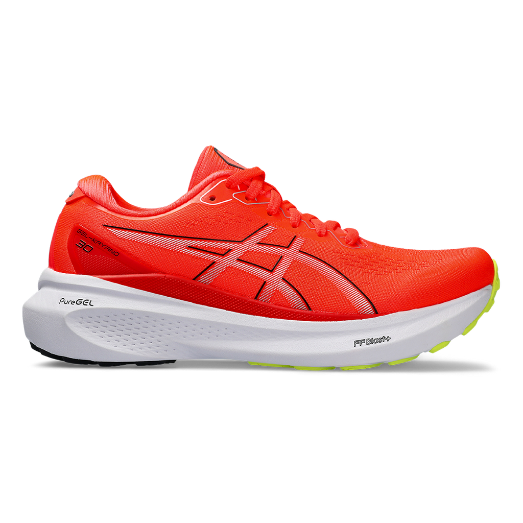 Asics Gel Kayano 30 — Sunrise Red - Black — Size B — Width 10 — Front View
