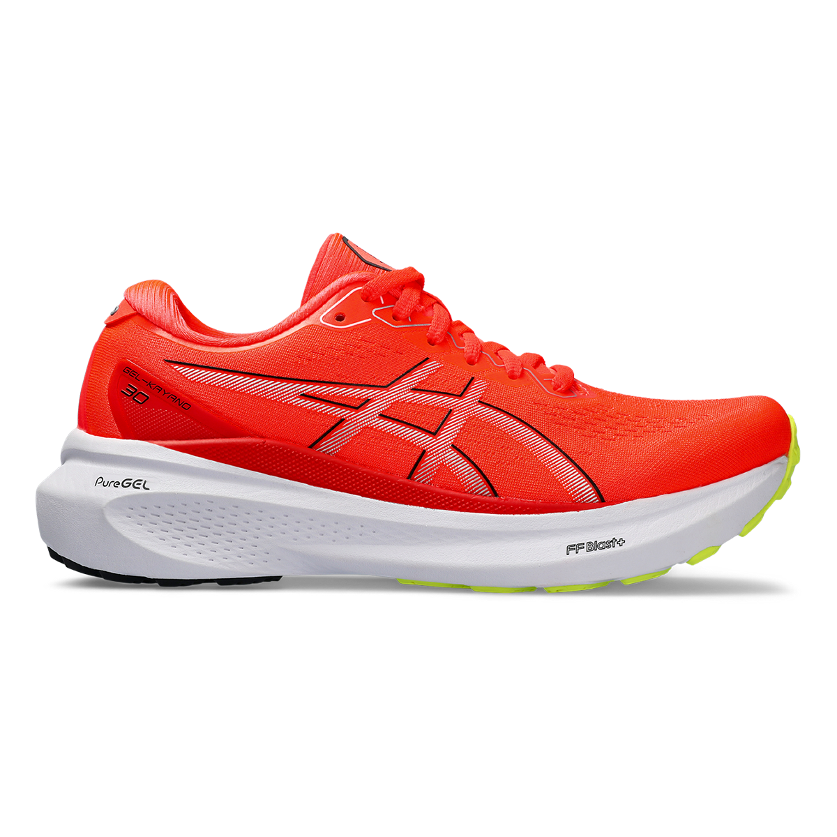 Asics Gel Kayano 30 — Sunrise Red - Black — Size B — Width 10 — Front View