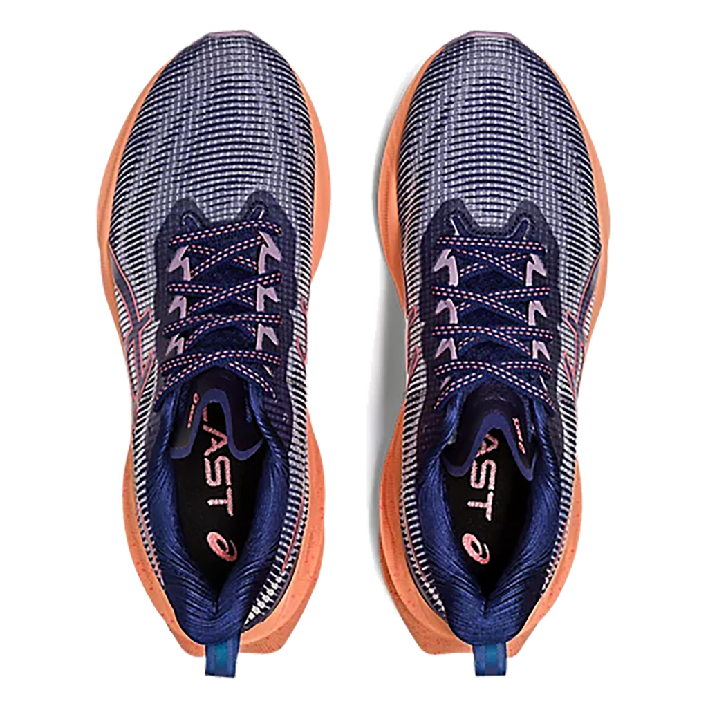 Asics Novablast 3 LE — Indigo Blue - Papaya — Size B — Width 11 — Back View