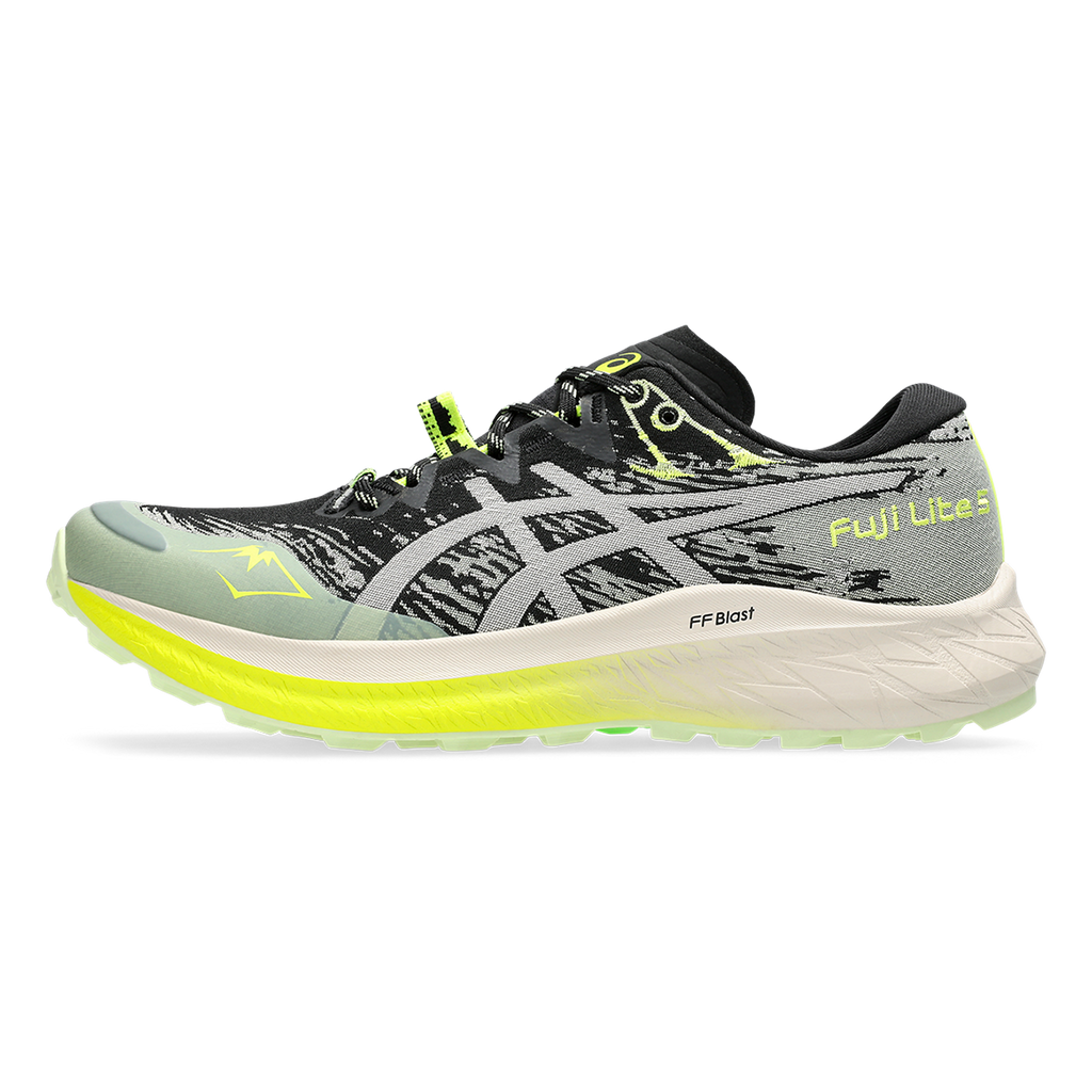 Asics Fuji Lite 5 — Black - Oatmeal — Size B — Width 7 — Side View