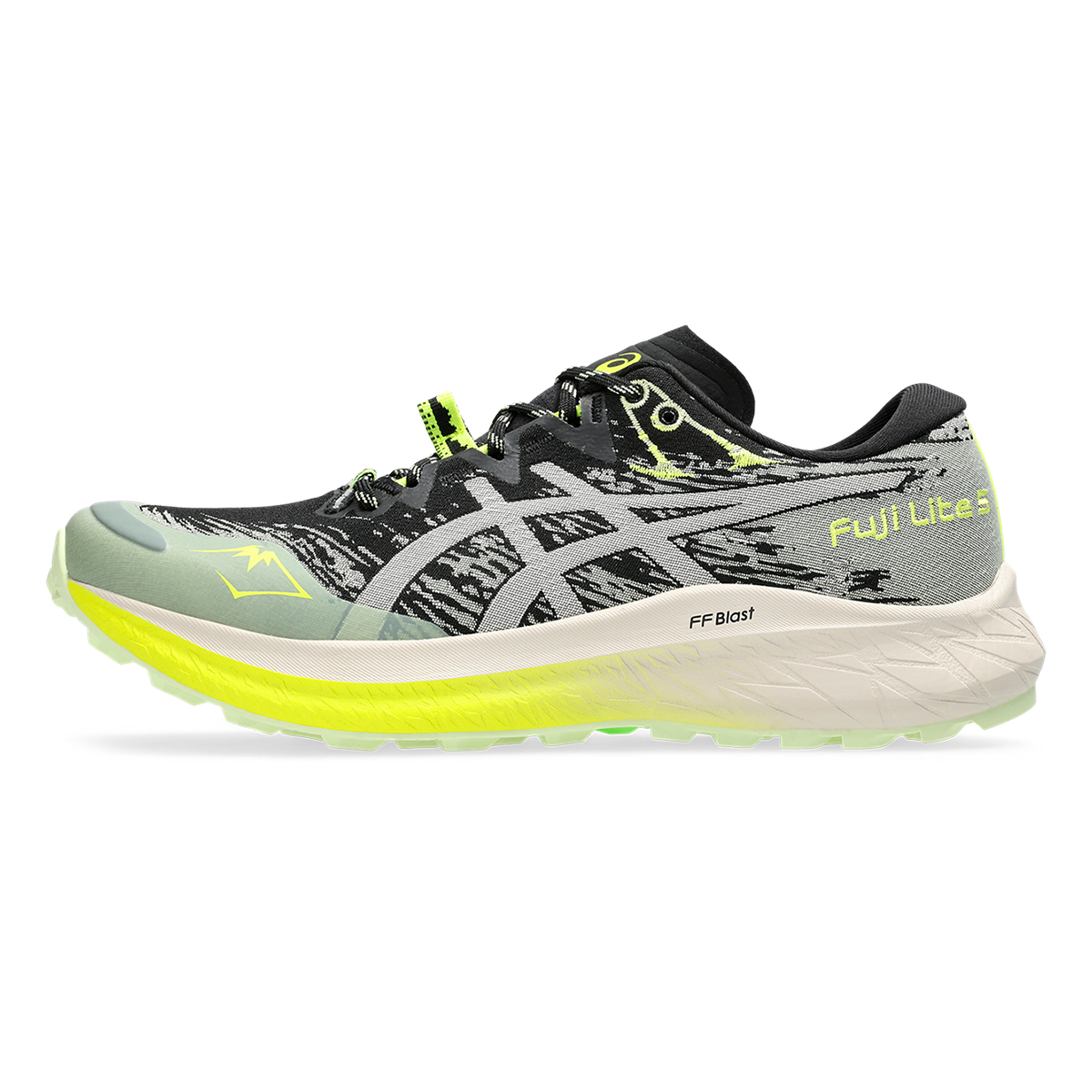 Asics Fuji Lite 5 — Black - Oatmeal — Size B — Width 7 — Side View