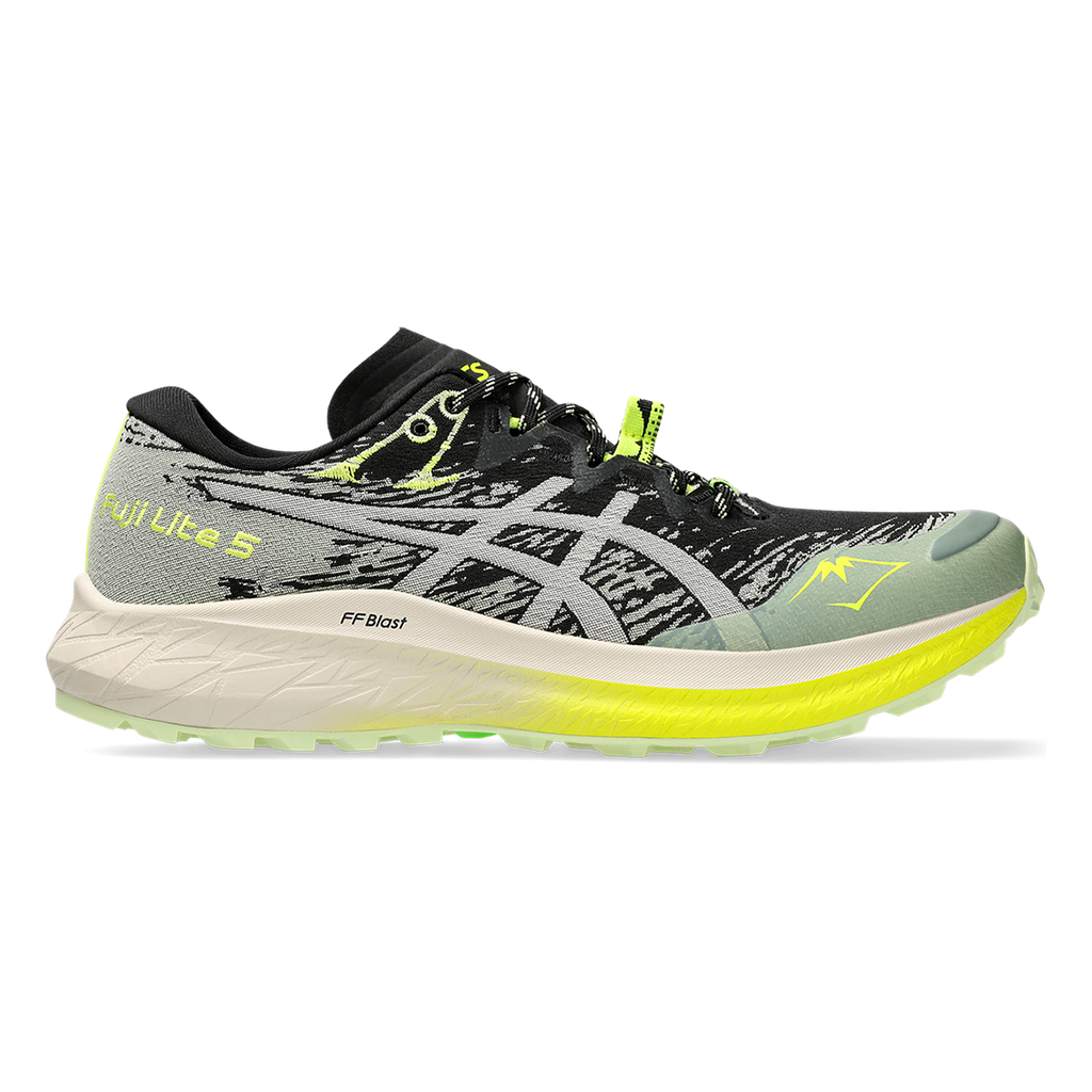 Asics Fuji Lite 5 — Black - Oatmeal — Size B — Width 7 — Front View