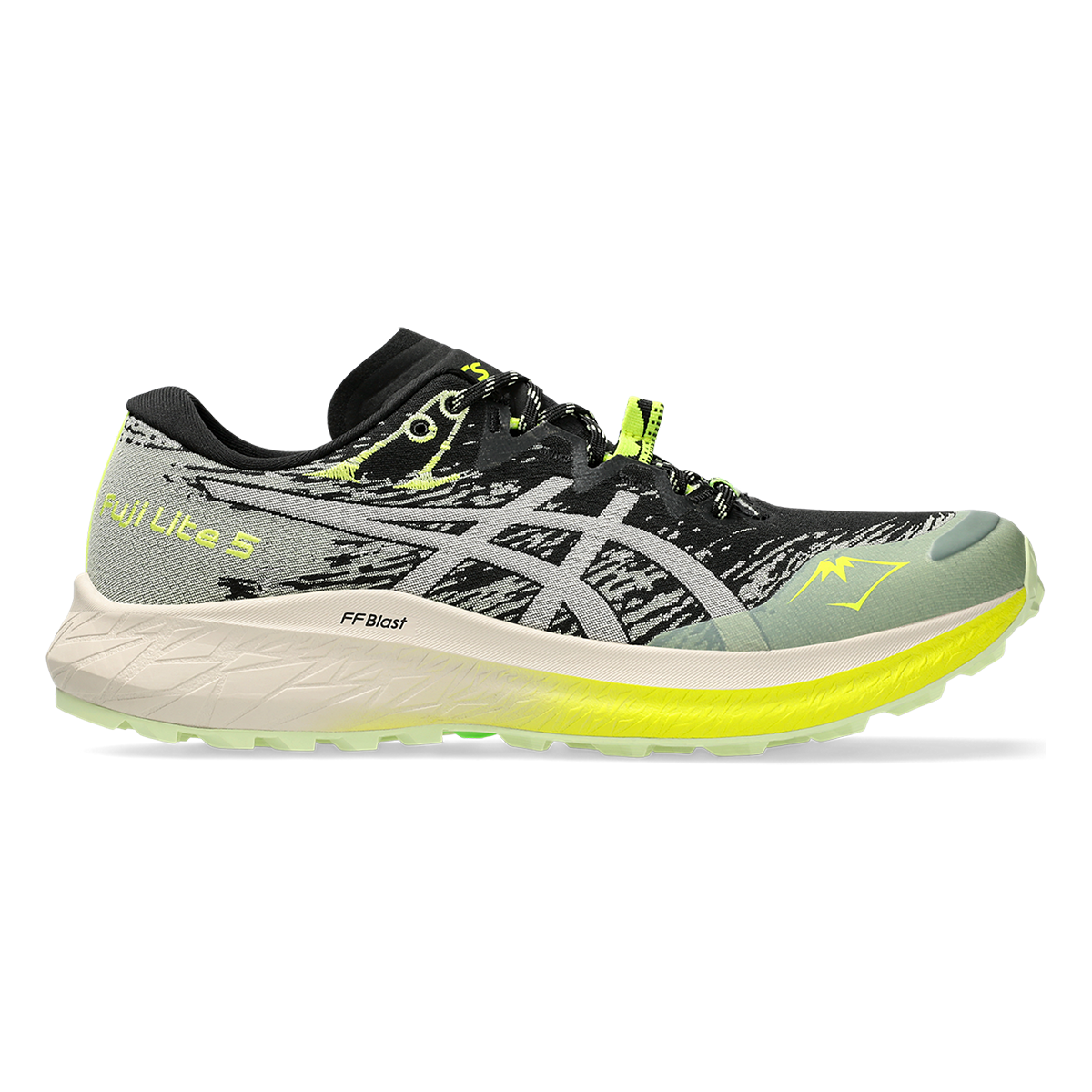 Asics Fuji Lite 5 — Black - Oatmeal — Size B — Width 7 — Front View