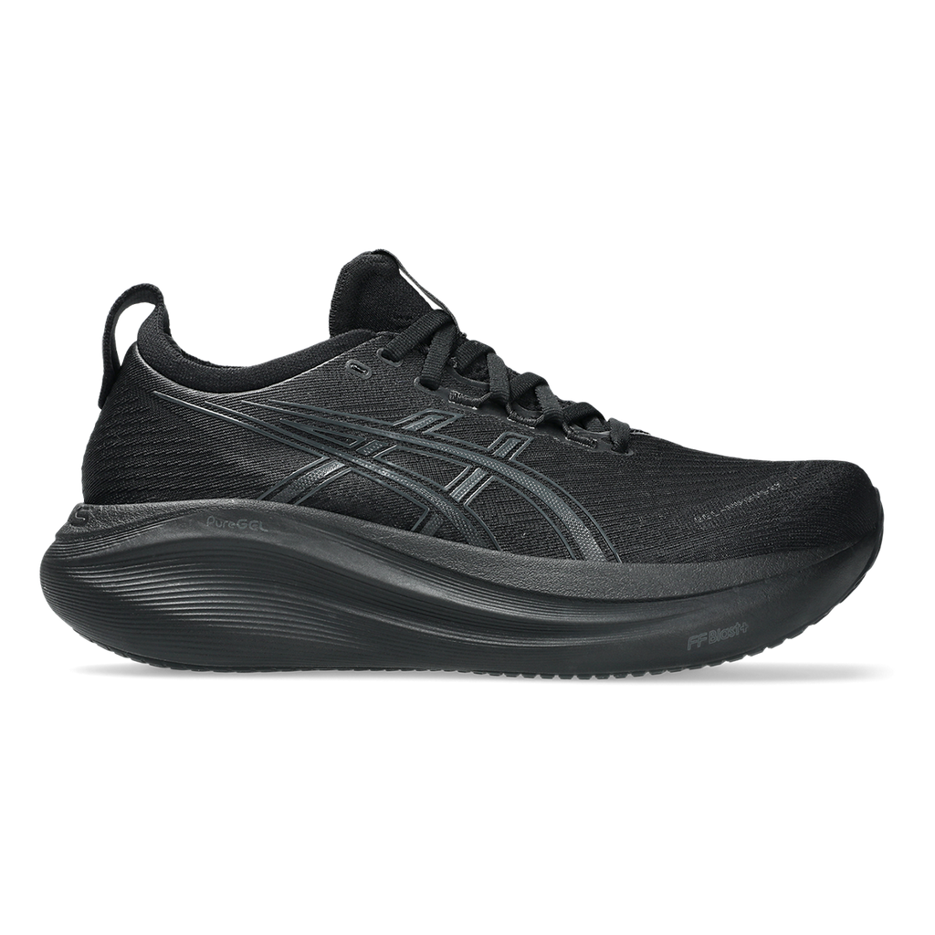 Asics Gel Nimbus 27 Black - Graphite Grey — Black - Graphite Grey — Size D — Width 6 — Front View
