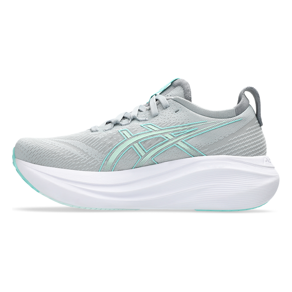 Asics Gel Nimbus 27 Piedmont Grey - Illuminate Mint — Piedmont Grey - Illuminate Mint — Size B — Width 5 — Side View