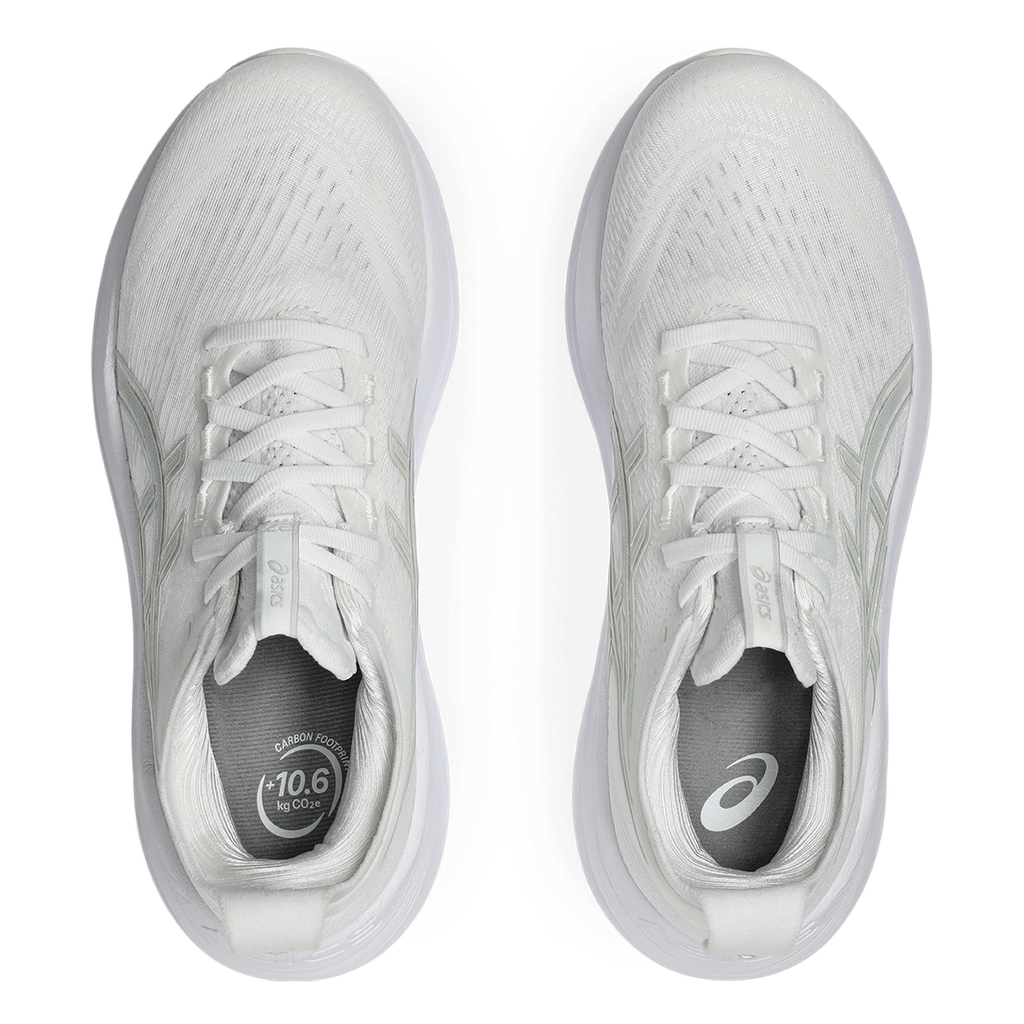 Asics Gel Nimbus 27 White - Glacier Grey — White - Glacier Grey — Size B — Width 5 — Back View
