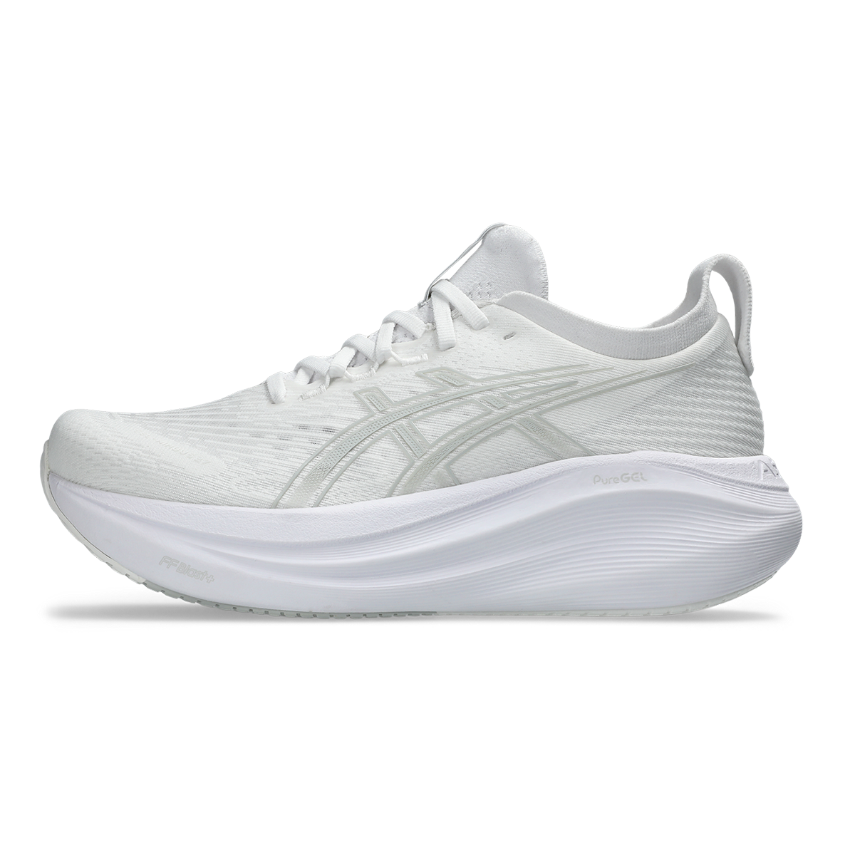 Asics Gel Nimbus 27 White - Glacier Grey — White - Glacier Grey — Size D — Width 6 — Side View