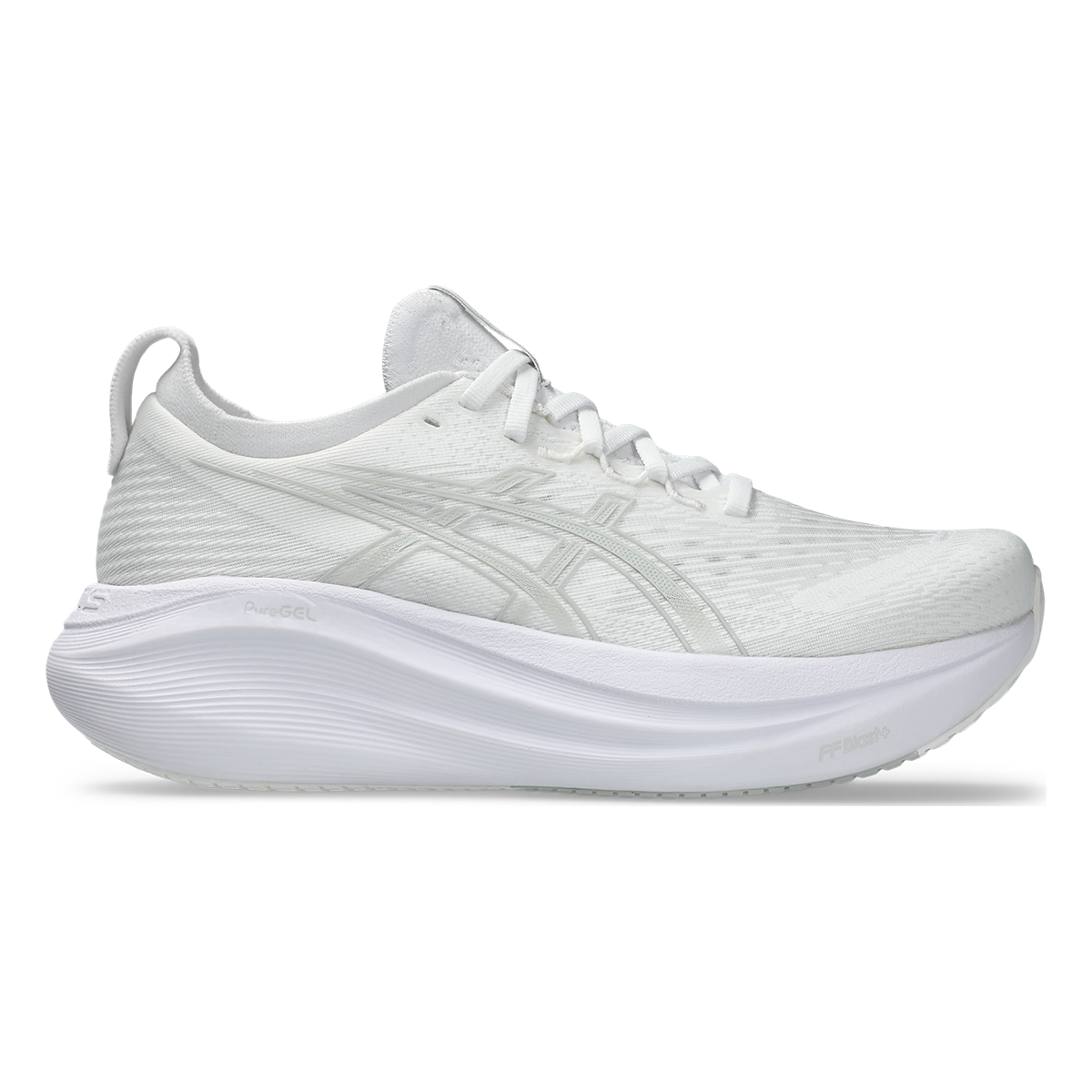 Asics Gel Nimbus 27 White - Glacier Grey — White - Glacier Grey — Size D — Width 6 — Front View