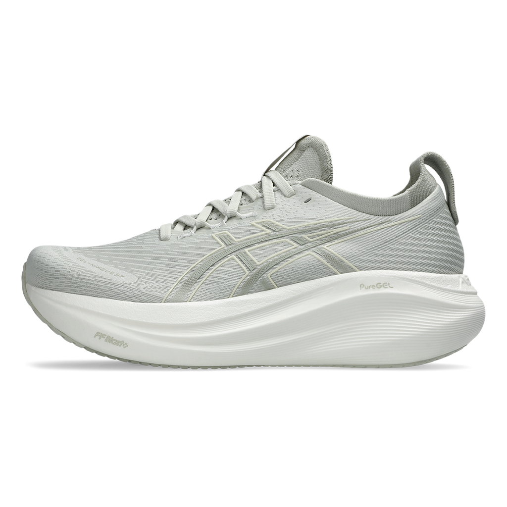 Asics Gel Nimbus 27 Lake Grey - White Sage — Lake Grey - White Sage — Size B — Width 5 — Side View