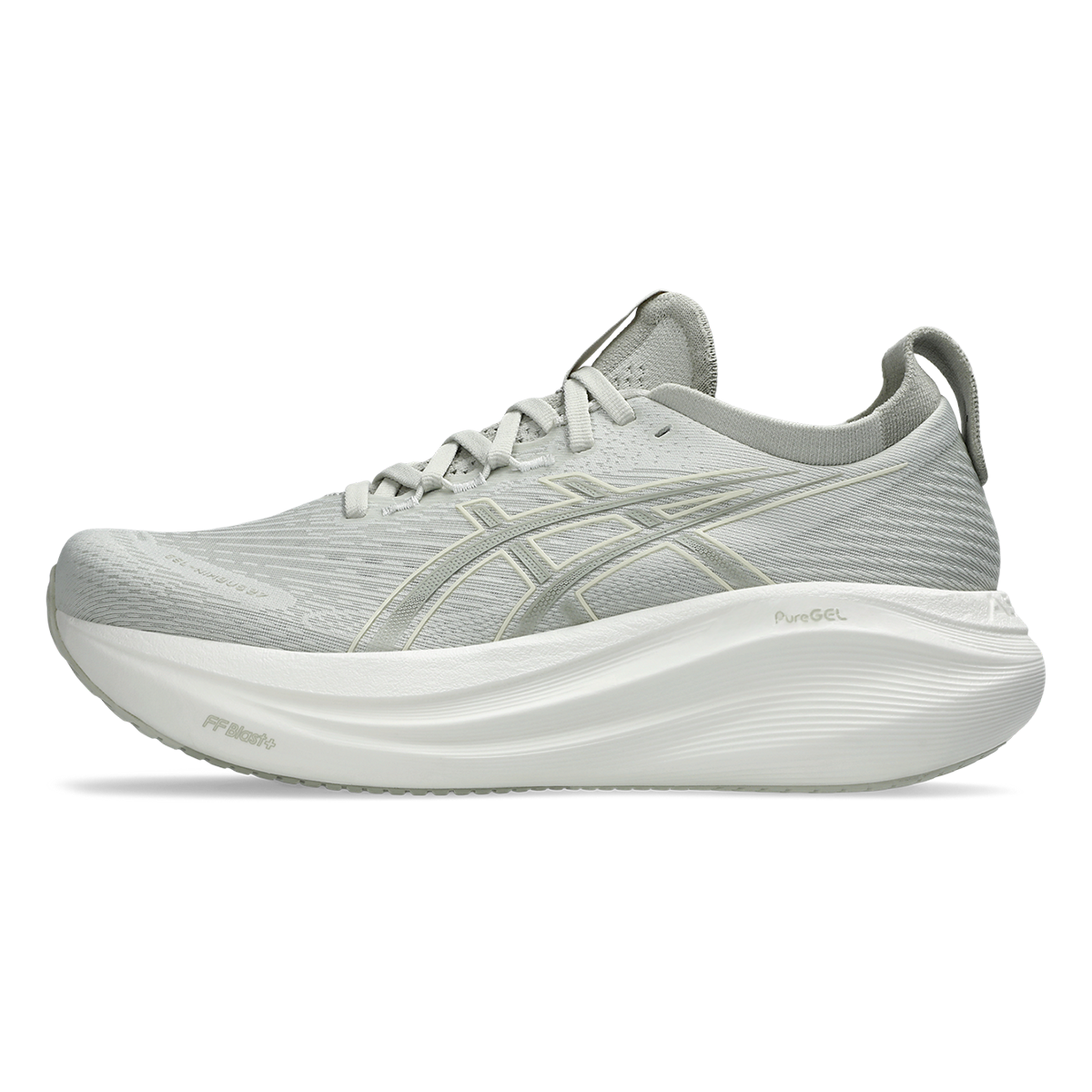 Asics Gel Nimbus 27 Lake Grey - White Sage — Lake Grey - White Sage — Size B — Width 5 — Side View