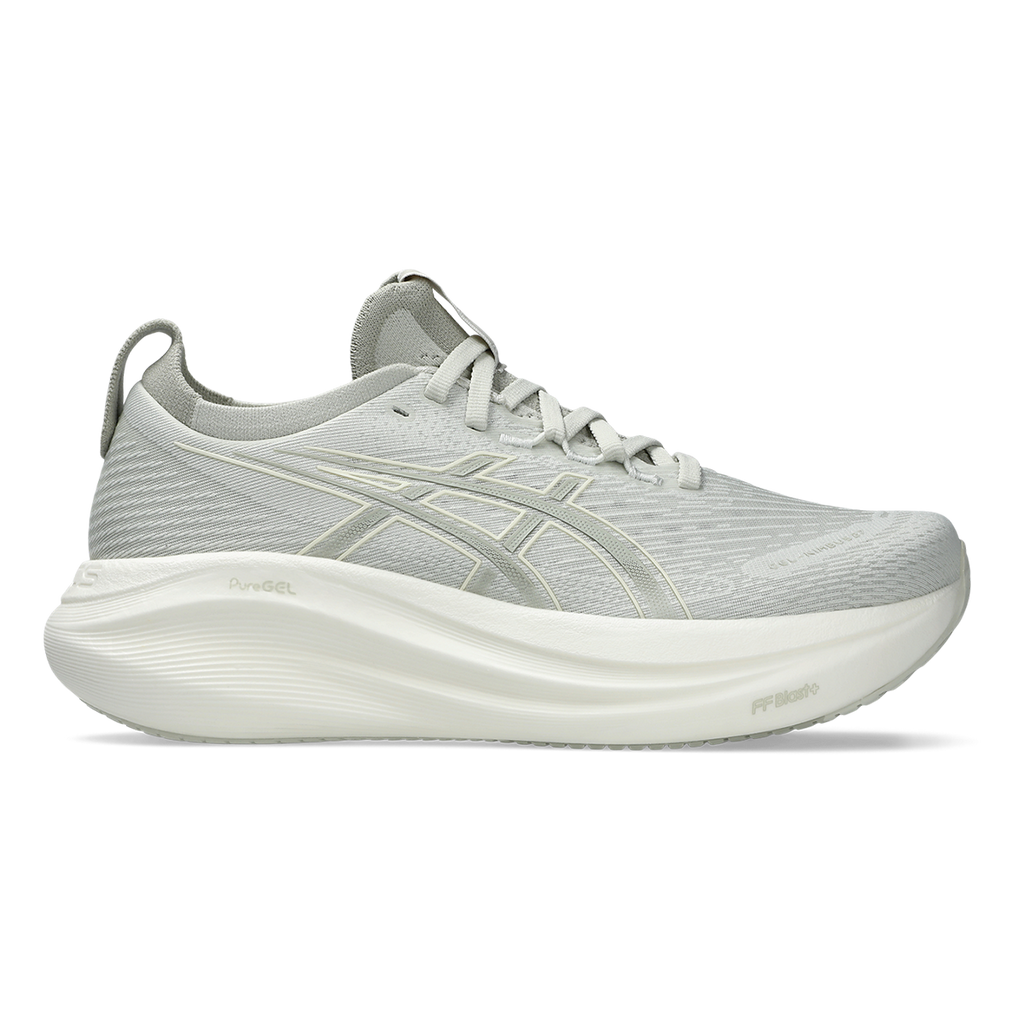 Asics Gel Nimbus 27 Lake Grey - White Sage — Lake Grey - White Sage — Size B — Width 5 — Front View
