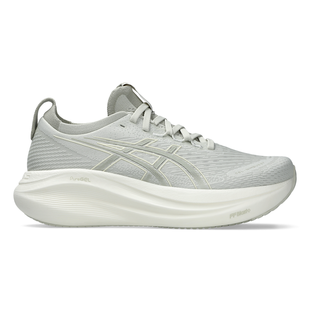 Asics Gel Nimbus 27 Lake Grey - White Sage — Lake Grey - White Sage — Size B — Width 5 — Front View