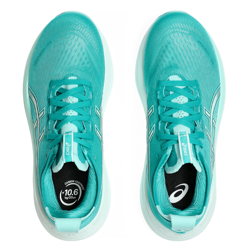 Asics Gel Nimbus 27 Wave Teal - Illuminate Mint — Wave Teal - Illuminate Mint — Size B — Width 5 — Back View
