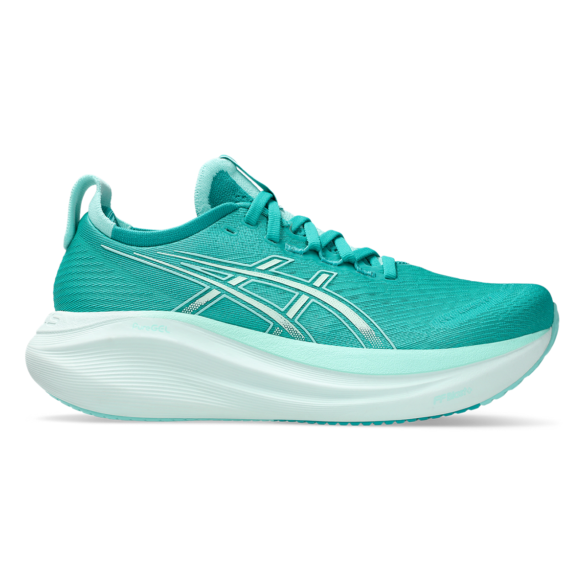 Asics Gel Nimbus 27 Wave Teal - Illuminate Mint — Wave Teal - Illuminate Mint — Size B — Width 5 — Front View