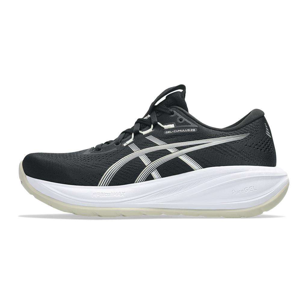 Asics Gel Cumulus 28 — Black - Aegean Blue — Size B — Width 5 — Lifestyle View