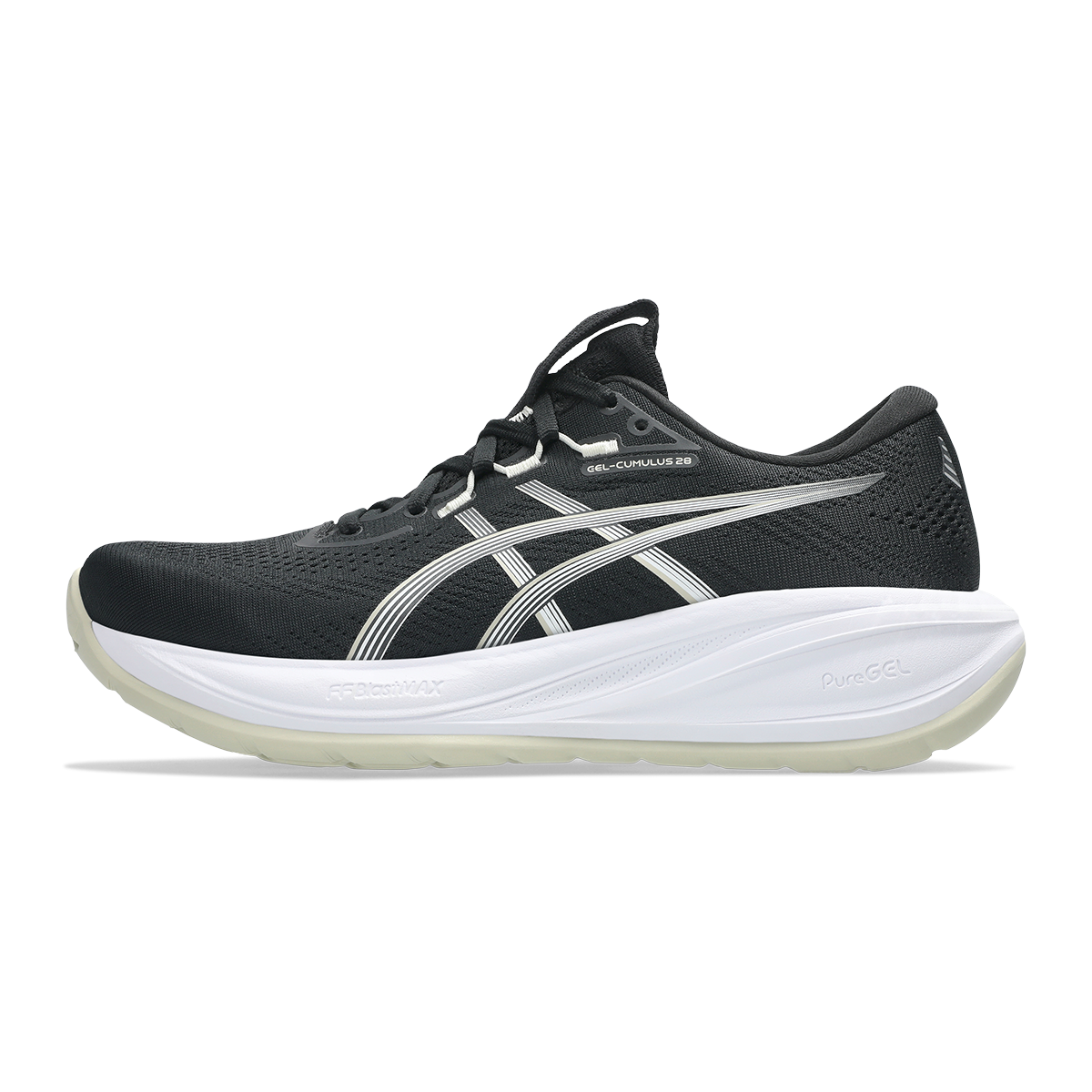 Asics Gel Cumulus 28 — Black - Aegean Blue — Size B — Width 5 — Lifestyle View
