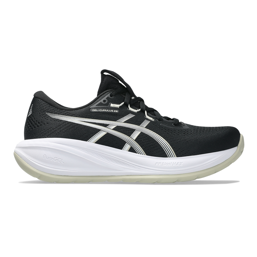 Asics Gel Cumulus 28 — Black - Aegean Blue — Size B — Width 5 — Detail View