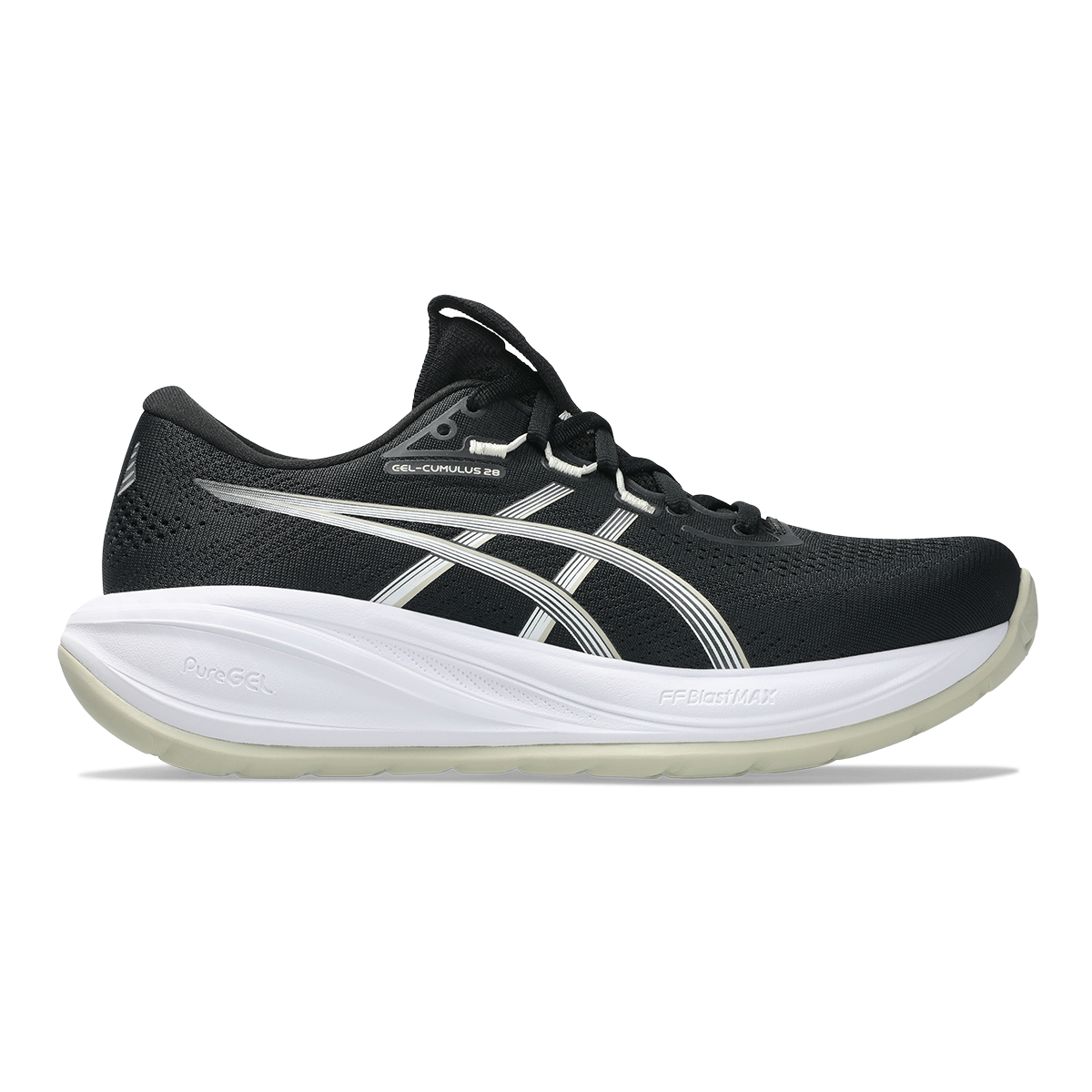 Asics Gel Cumulus 28 — Black - Aegean Blue — Size B — Width 5 — Detail View
