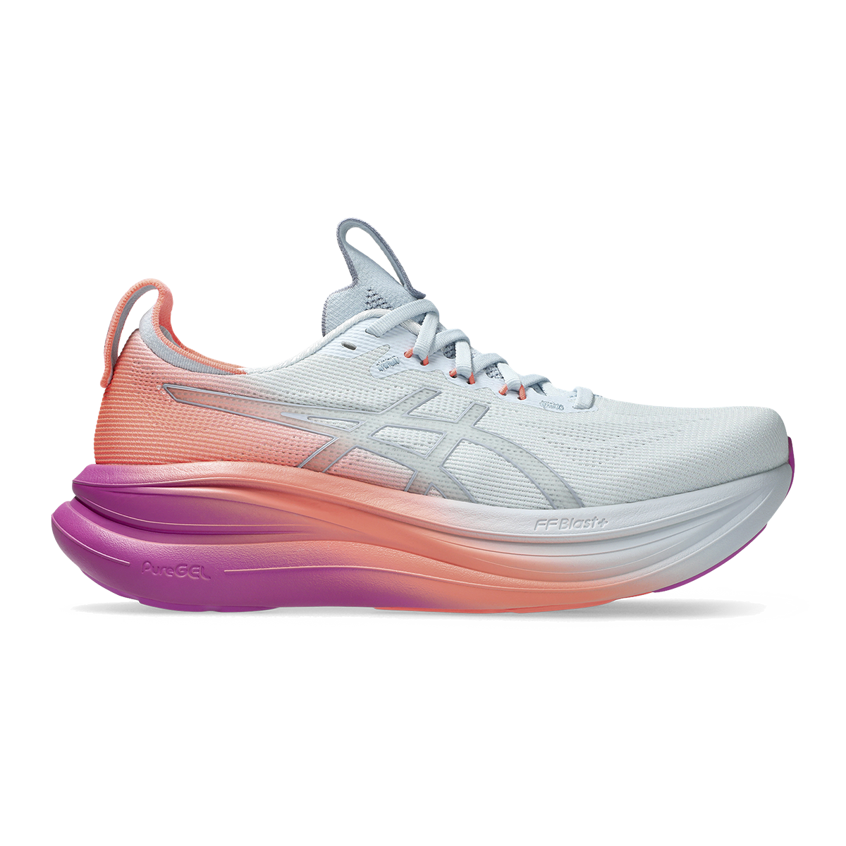 Asics Gel Nimbus 28 — Sky - Digital Sakura — Size B — Width 5 — Front View