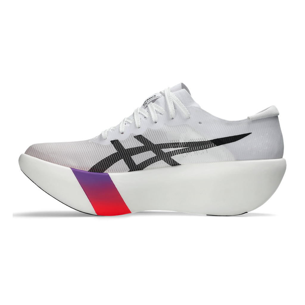 Asics Metaspeed Ray — White - Flash Red — Size D — Width 6 M / 7.5 W — Side View