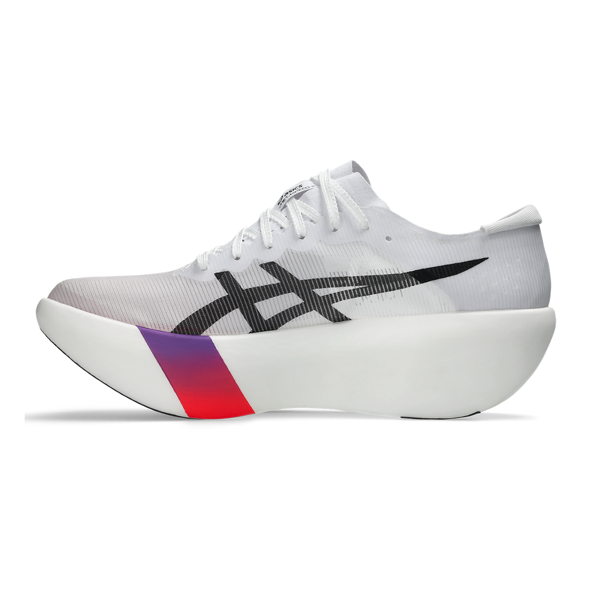 Asics Metaspeed Ray — White - Flash Red — Size D — Width 6 M / 7.5 W — Side View