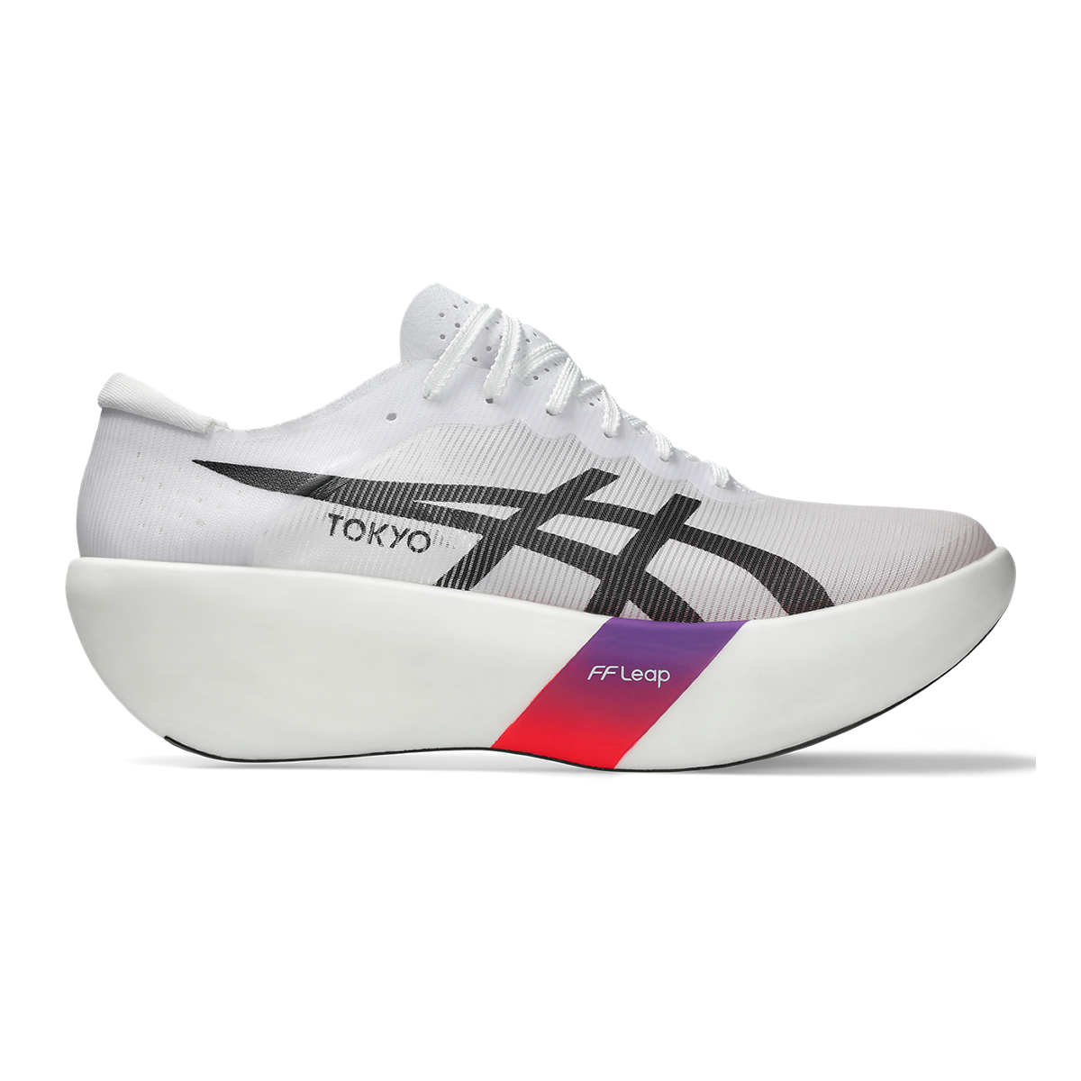 Asics Metaspeed Ray — White - Flash Red — Size D — Width 6 M / 7.5 W — Front View