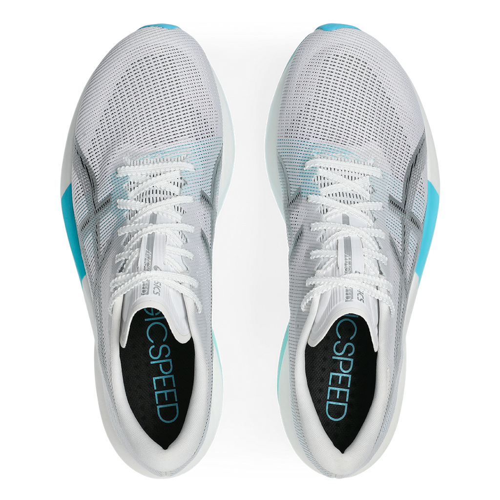 Asics Magic Speed 5 — Vital Green - Carrier Grey — Size D — Width 8.5 M / 10 W — Back View