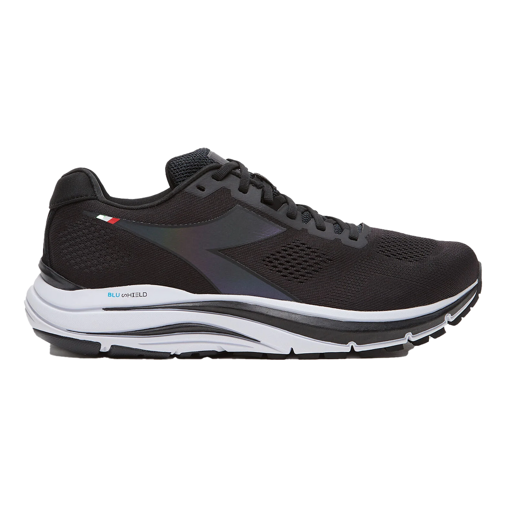 Diadora Mythos Blushield 7 Vortice HIP — Black - Silver — Size B — Width 6 — Top View