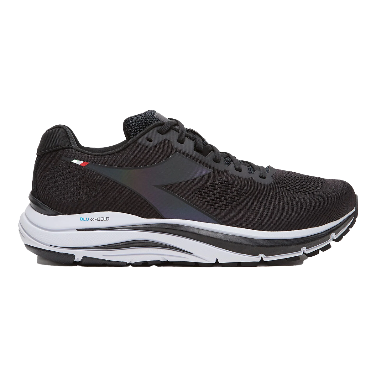 Diadora Mythos Blushield 7 Vortice HIP — Black - Silver — Size B — Width 6 — Top View