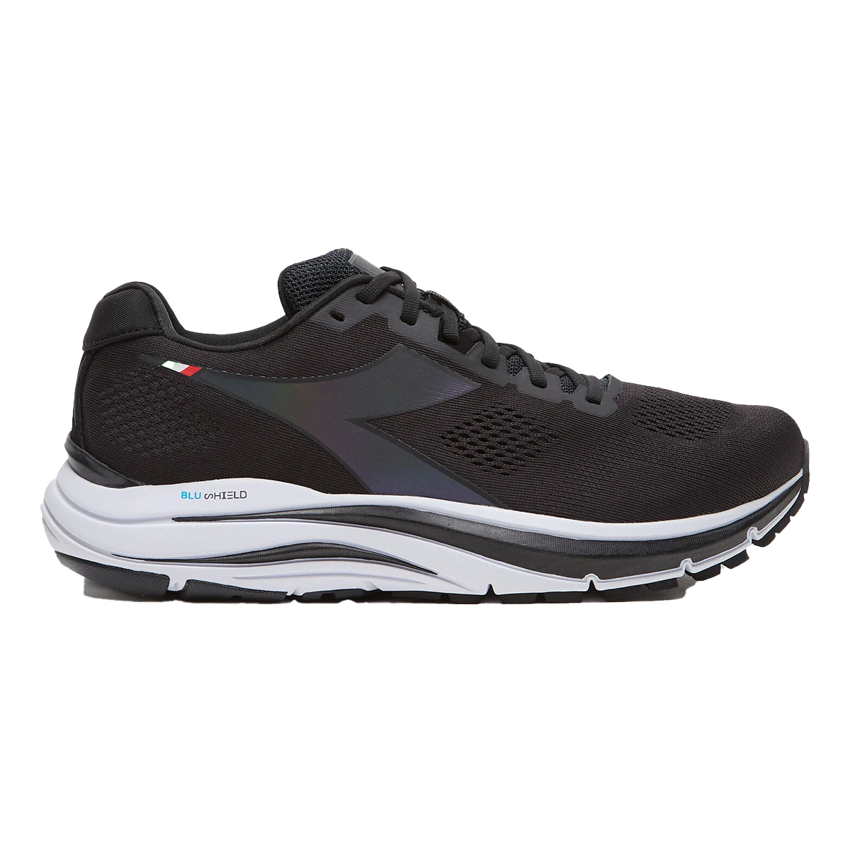 Diadora Mythos Blushield 7 Vortice HIP — Black - Silver — Size D — Width 8 — Top View